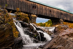 Waterfalls in Fall Foliage by Bath Bridge in New Hampshire